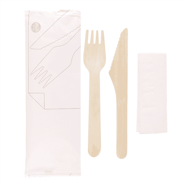 Set fourchette,couteau et serviette sous sachet